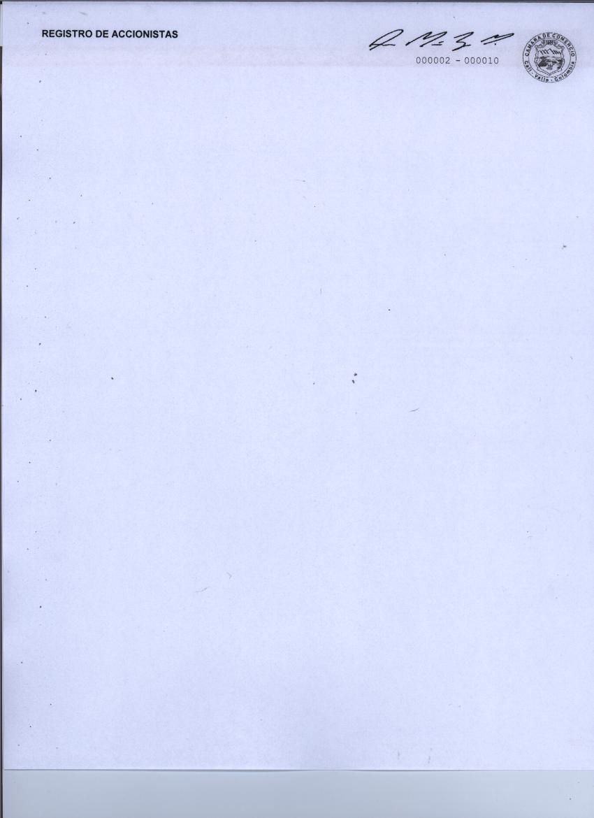 registro de accionistas en blanco